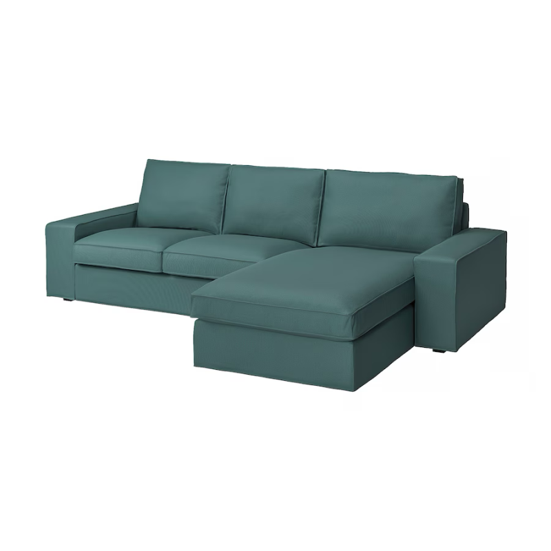 KIVIK Sofa with chaise, Kelinge gray-turquoise