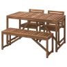 NÄMMARÖ Table, 2 chairs and bench, outdoor, light brown stained, 55 1/8 "